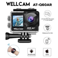 WELLCAM AT-Q60AR V3+ เลนส์ sony 4K 30FPS 16MP 2จอสี หน้าและหลัง พร้อมรีโมท เคสกันน้ำและอุปกรณ์อื่นๆ