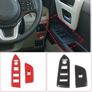 For Honda N-BOX JF3 JF4 2017-2021 ABS Carbon fiber/Red Car Window Glass Lifting Button Decorative Fr