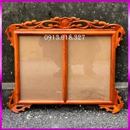 Double hanging altar picture frame with 2 ancestral worship photos in rosewood, size 21x31