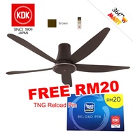 KDK 60" Ceiling Fan DC MOTOR 9 SPEED K15YX-RBR/K15YX-QBR 5 BLADE with REMOTE CONTROL (KDK KIPAS SILING)