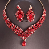 Ladies Alloy Jewellery Set Crystal Diamonds Necklace Earrings Set Wedding Jewellery Holiday Party Je