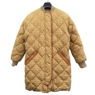 Excellent condition Hermès belted reversible long down jacket with leather patch, H logo, all-over S