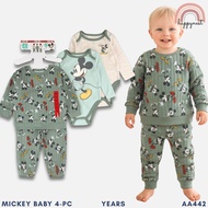 MICKEY MOUSE Disney 4PC Set Baby Toddler Pajama Sleepwear Bodysuit 9M-2Y AA442