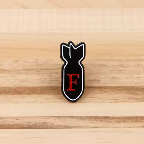 Enamel Pin F Cartoon Nuclear Bomb Lapel Pins for Backpacks Brooches Badges Black Brooch for Clothes 