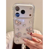 Transparent Transparent Rhinestone Love Butterfly Phone Case Suitable for Apple 17promax Korean Styl