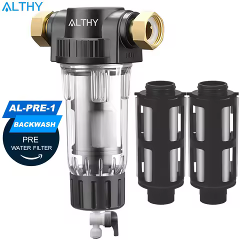 ALTHY Pre filter Whole House Spin Down Sediment Water Filter Central Prefilter Purifier System Backw