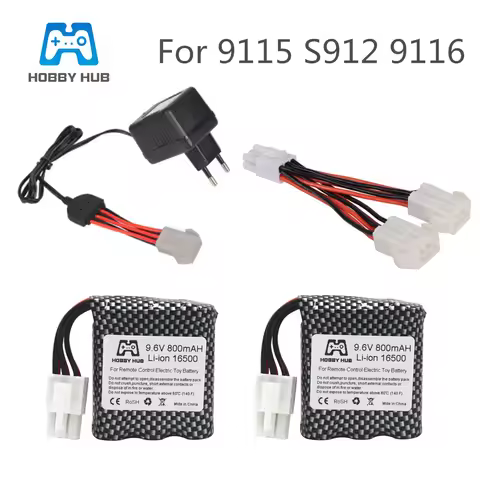 Hobby Hub 9.6V 800mAh Battery for 9115 S912 9116 High Speed RC Car Battery Li-ion Battery With 9.6v 