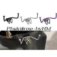 Motorcycle hanger with 3 white stainless steel hooks - mounted on Vario, Vision - free U-shaped hook