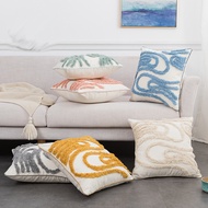 Boho Tufted Cushion Cover Cotton Linen Tassel Pillowcase Beige Decorative Throw Pillow Cushion for Sofa Bed Home 45x45cm