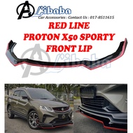 PROTON X50 Sporty Front Lip Front Bumper Lip Bodykit BLACK RED LINE Skirt Lip