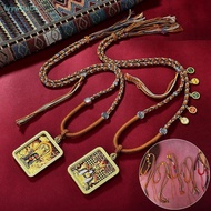 [IVY] Tibetan Pendant Nelace Rope Hand-rubbed Cotton Braided Rope With Five Way Of Wealth God Pendan