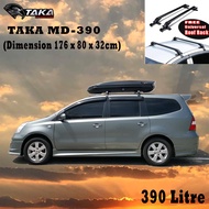 TAKA MD-390 Car Roof Box [Explorer Series] [L Size] [Glossy Black] [With Roof Rack] Cargo ROOFBOX