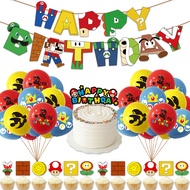 Super Mario Party Decorations Birthday Banner Cake Topper Party Balloons Kids Birthday Mario Theme