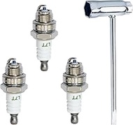 3 Pack BPMR7A L7T Spark Plugs & 13 x 19 mm Chainsaw Wrench Tool for 2-Stroke Small Engine, RCJ6Y RCJ