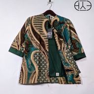 Batik Atasan wanita Cantik Kerja Kantoran Katun Premium Lengan 3/4 Modern Retro Model Produksi Wafda