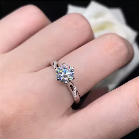 Certified Solid 14K White Gold Ring Women 2Carat Moissanite Diamond Wedding Ring For Lady Women Enga