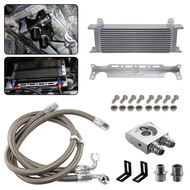 Aluminum AN10 Universal 15-19 Row Oil Cooler w/ Bracket Oil Line Kit Thermostatic 73±0.5° M20*1.5 & 