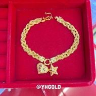 สร้อยข้อมือทอง1บาท YHGOLD พิกุลหัวใจดาว/เข็มพวงกระดิ่ง ทองคำแท้96.5%