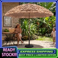 Big Outdoor Umbrella Beach Garden Straw Umbrella Sun Shade Boho Style Round Canopy With Metal Stand
