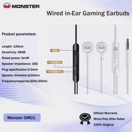 Monster GM01 Wired in-Ear Gaming Earbuds - Built-in Microphone & Volume Control, Extra Earbud Tips I