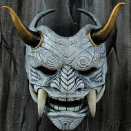 หน้ากากฮาโลวีนผีญี่ปุ่น Hannya หน้ากากแฟนซี Prajna หน้ากากครึ่งหน้าซามูไร