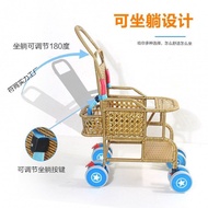 Imitation Summer Rattan Baby Rattan Chair Stroller Can Sit Lying Light Rattan Stroller Bamboo Rattan