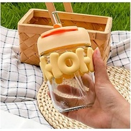 B ( B140 ) HOHO GLASS DRINKING GLASS TUMBLER AESTHETIC CUP WITHOUT BOX