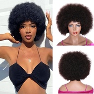 Fluffy Afro Kinky Curlyวิกผมผมมนุษย์กับBangs 70Sธรรมชาติสั้นBobวิกผมผู้หญิงราคาถูกRetroคอสเพลย์เต็มเ