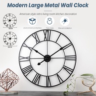 Iron Vintage Large Wall 60cm Jam Dinding Roman Metal 40cm Clock Minimalist 50cm Decoration
