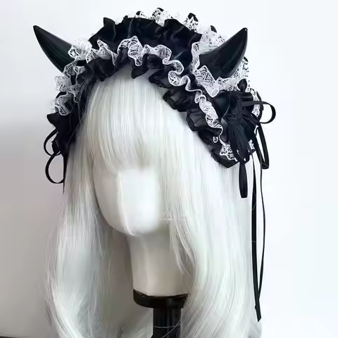 Devil's Corner Gothic Lolita Girl Dark Red Hairdress COS Versatile Halloween Headwear High End Headb
