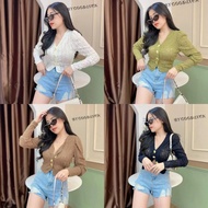 SpinnyHouse Long Sleeve Lace Shirt Work With Woven Pattern Model Pearl Scissors B-014-4-B