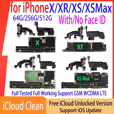 Free Shipping Unlock Mainboard for iPhone X XR XS Max Motherboard with Face ID 256gb Clean iCloud Un