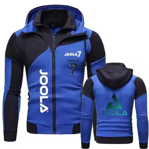 JOOLA men's autumn and winter double-layer fleece zipper sweatshirt, outdoor sports running hooded c
