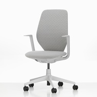 北歐櫥窗/Vitra ACX Soft 人體工學辦公椅(襯墊椅背 / 卵石灰布料 / 灰白色框架 / 固定式扶手)