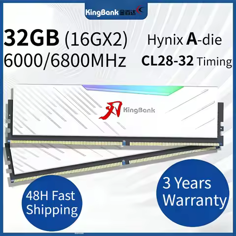 KingBank Origina DDR5 RGB RAM 16GBX2 6000/6800MHz Hynix Chip A-die CL28/32 High Performance for Desk
