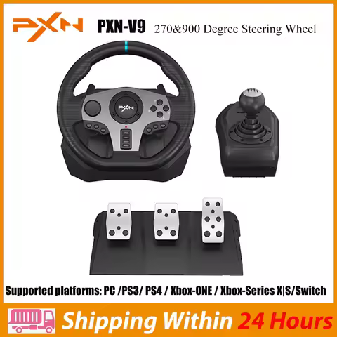 PXN V9 Volante PC Steering Wheel Gaming 270°/900° Racing Wheel for PS4/PS3/PC Windows 7,8,10,11/Swit