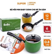 Supor non-stick baby pot and pan set with glass lid, 10cm pot, 12cm pan, does not use induction cook