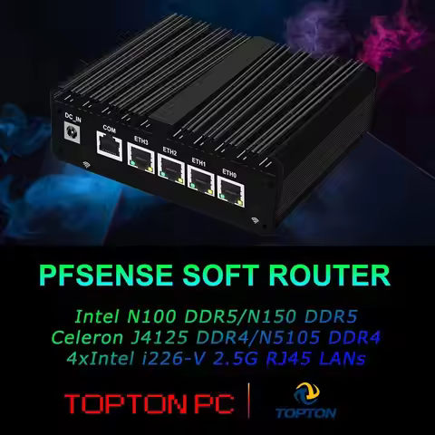 12th Gen Intel N100 Mini PC Firewall Router 4 LAN i226-V 2.5G N6000 N5105 N6210 NVMe Fanless Mini Co