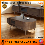 (FREE Installation+Shipping) KBS Nyerere 3.5FT Coffee Table/ Solid Wood /2 Slide Doors / Elegant  / 