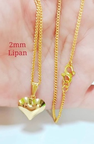 RANTAI LEHER NECKLACE + LOKET LOVE EMAS BANGKOK JEWELLRY GOLD PLATED FREE COP