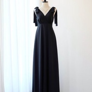 黑色派對禮服雞尾酒舞會返校節及地長裙