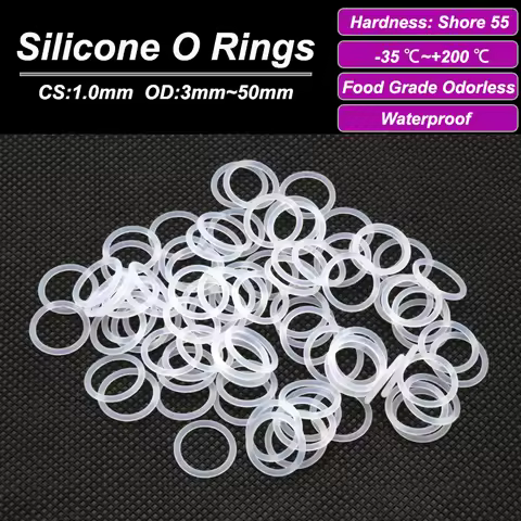 10/50Pcs White Silicone VMQ O-Ring Gasket CS 1mm OD 3 ~ 50mm Food Grade Waterproof Washer Nontoxic S