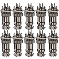 Aviation Plug Connector 3-Pin Male Female Panel Metal Wire Connector 16mm Socket 10PCS
