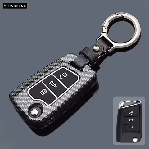 ABS Carbon Style Car Key Case Cover Fob Keychain for VW Volkswagen Golf 7 MK7 Tiguan MK2 SEAT Ateca 