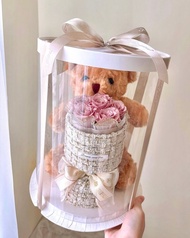 小熊花束 l 小熊抱抱花束禮盒 永生玫瑰 小香風花束 情人節花束