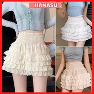 Women's short pleated skirt, women's ruffle skirt, 4-layer flared design, high waist, lovely ruffled