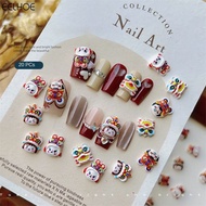 20pcs Chinese Style Cartoon Nail Jewelry Lion Dance 3d Resin Nails Art Diy Charms Decorations Accessories Long-lasting Decoration For Nail Art metro.sg