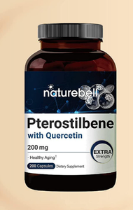 NatureBell 2 in 1 Formula Pterostilbene Quercetin Supplements 200mg per Serving 200 Capsules