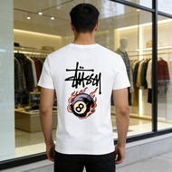 T-shirt Round Neck T-shirt Mens Short Sleeve T-shirt Stussy 8-ball Back Print T-shirt 100% Cotton #0