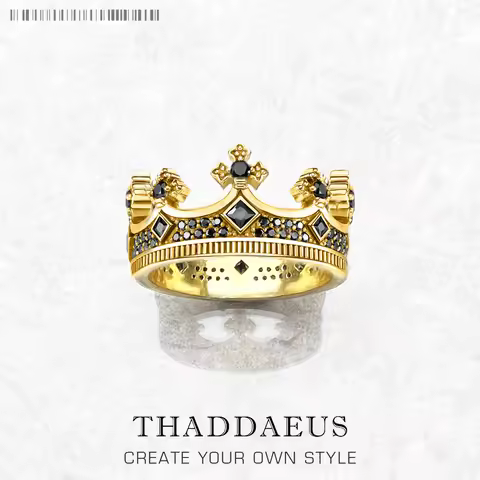 Royal Power Crown Golden Ring in 925 Sterling Silver Victorian Vintage Gift for Men Women Europe Sum